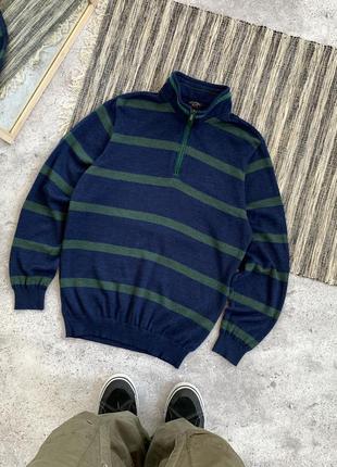 Vintage paul & shark sweater винтаж мужской свитер в полоску кофта поул шарк синий оригинал размер l