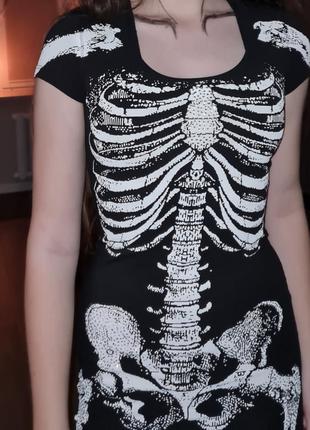 Сукня скелет, нова, чорна philipp plein s на хелоувин