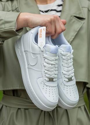 Премиум форсы в стиле nike air force 1 premium белые качественные кроссовки мужские и женские кожаные классические
