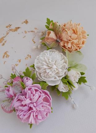 Цветочные заколки, резинки, повязки с цветами