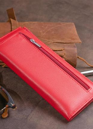 Горизонтальный тонкий кошелек из кожи женский st leather 19330 красный7 фото