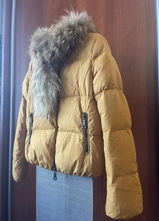 Куртка бомпер moncler /зимова/ натуральне хутро