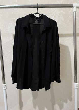 Черная рубашка женская/ длинная черная рубашка / длинная рубашка черная