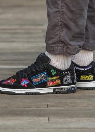 Кроссовки в стиле nike sb dunk low pro qs neckface найк замшевые премиум кроссовки мужские с нашивками уникальны необычные эффектные