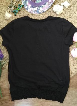 Крутая чёрная брендовая коттоновая футболка george в яркую пайетку/s/3 фото