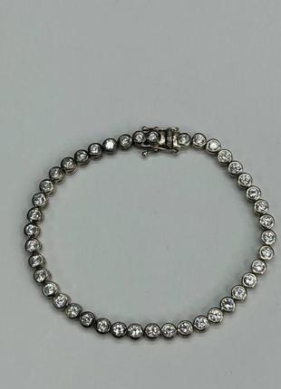 Срібний тенісний браслет срібло 925 застібка коробочка6 фото