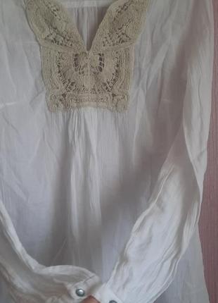 Дизайнерская блуза винтаж, с кроше декором коттон r-ninety fifth3 фото