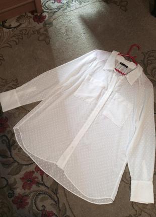 Чудова,біла,легка блузка з кишенями та подовженою спинкою,оверсайз,zara6 фото