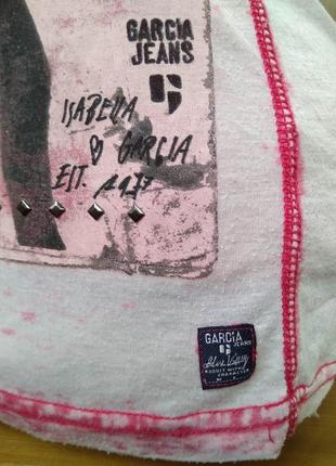 Cтильная винтажная брендовая футболка denim garcia /s/с принтом и заклепками7 фото