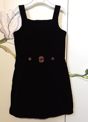 Черный школьный сарафан платье дорогой фирмы river island для девочки 7-8 лет рост 128