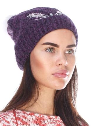 Шапка бини фиолетового цвета