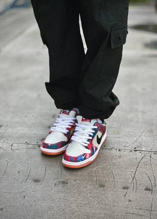Кроссовки в стиле nike sb dunk low parra мужские кожаные премиум кроссовки качественные цветные необычные эффектные7 фото