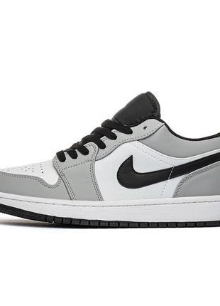 Кросівки  в стилі nike jordan 1 retro low grey чоловічі класичні преміум кросівки найк джордан якісні низькі шкіряні