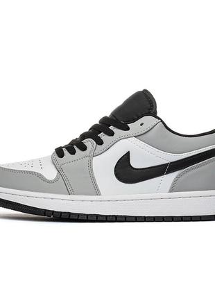 Кроссовки в стиле nike jordan 1 retro low grey мужские классические премиум кроссовки джордан качественные низкие кожаные1 фото