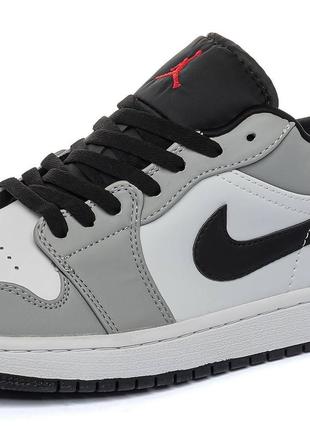 Кроссовки в стиле nike jordan 1 retro low grey мужские классические премиум кроссовки джордан качественные низкие кожаные8 фото