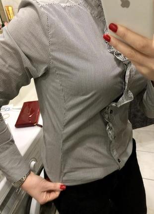 Jjbenson, сорочка блуза комір стійка з оборкою , смужка оригінал3 фото