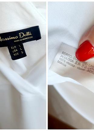 Massimo dutti бело - снежное платье миди с v-образным вырезом10 фото