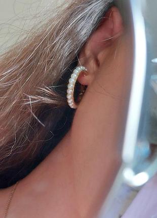 Сережки кільця з намистинами