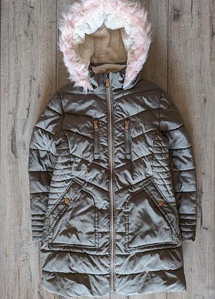 Пальто демісезонне на теплій підкладці оливкова george 9 - 10 років 135-140 см