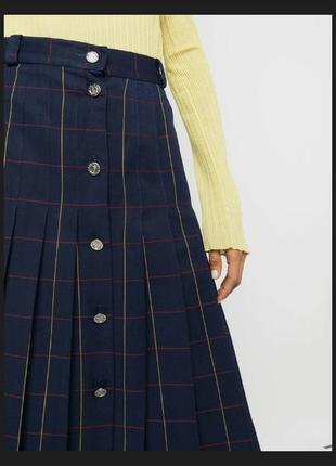 Donna barbara австрия юбка миди шерсть шотландка в клетку винтаж этно складки