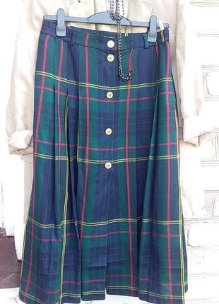 Donna barbara австрия юбка миди шерсть шотландка в клетку винтаж этно складки7 фото