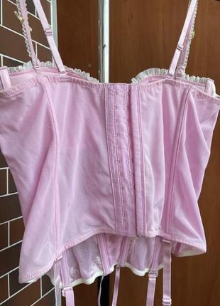 Милый розовый корсет closer with evie на шнуровке с кружевом в стиле lolita, kawaii,...