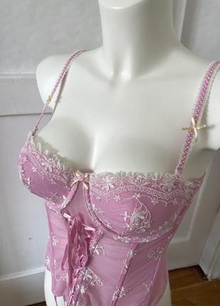 Милый розовый корсет closer with evie на шнуровке с кружевом в стиле lolita, kawaii,...