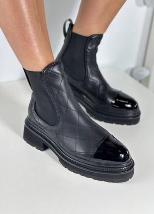 Ботинки женские кожаные черные брендовые осенние демисезонные