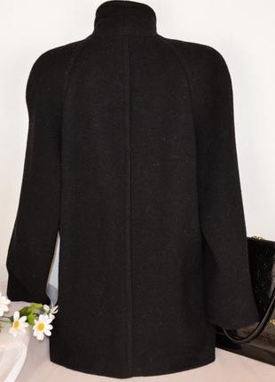 Черное демисезонное пальто с карманами city edition турция pure new wool шерсть этикетка4 фото