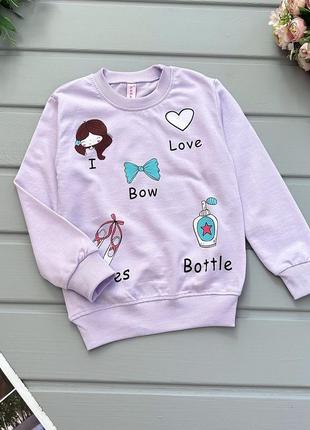 Світшот i love bow фіолетовий для дівчинки