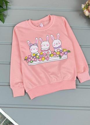 Світшот зайчики рожевий для дівчинки