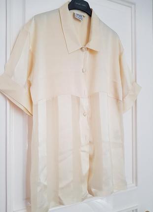 Винтажная шёлковая блуза сорочка с коротким рукавом 100% шёлк10 фото