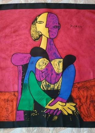 Платок косынка женский с картиной пикасссо, 87*88