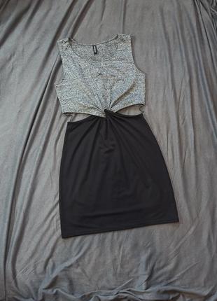 H&m жіноча чорно-сіра сукня з вирізами