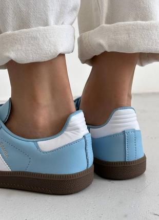 Высокое качество! женские кроссовки adidas samba white blue5 фото