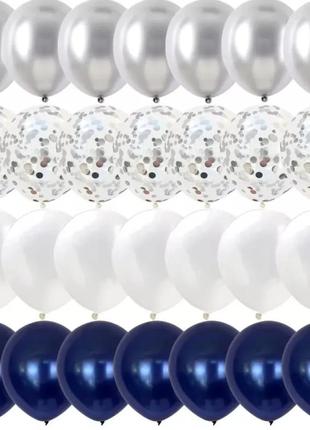 Набір кульок 28 шт синій срібло