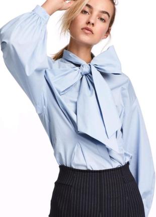 Блуза рубашка с бантом рубашка хлопковая zara h&amp;m1 фото