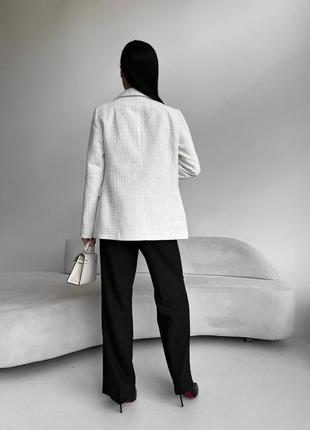 Білий піджак з вовною прямий класичний піджак на гудзиках3 фото