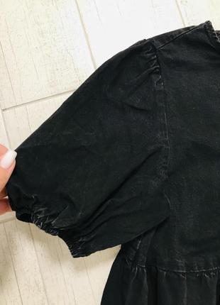 Женское стильное джинсовое платье new look с пышными рукавами5 фото