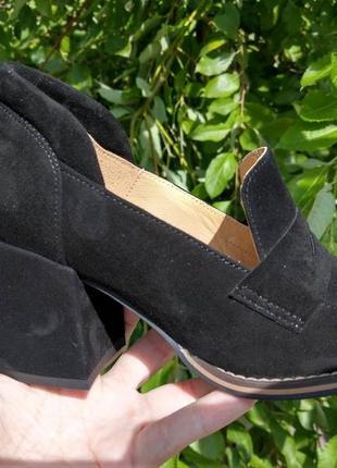Замшевые туфли на каблуке из натуральной замши2 фото