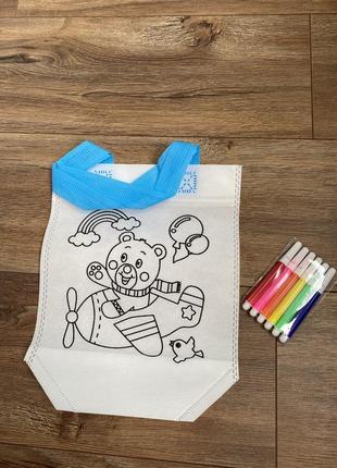 Шоппер-раскраска сумочка с фломастерами набор7 фото