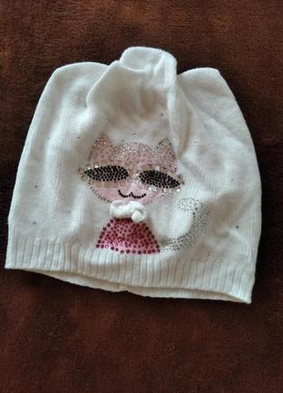 Шапка шапочка кошеня котик зі стразами