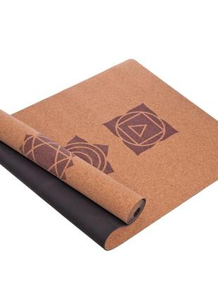 Коврик для йоги пробковый каучуковый