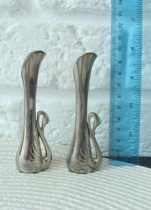 Мініатюрні вази лебедя в стилі ар-деко (посріблені). продаються парою.
