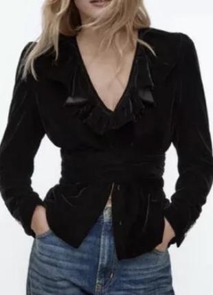 Zara рідкісний велюровий жакет піджак блейзер з поясом і яскравими ґудзиками3 фото