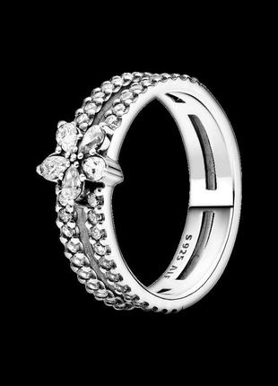 Серебряное кольцо пандора "блестящая снежинка"1 фото