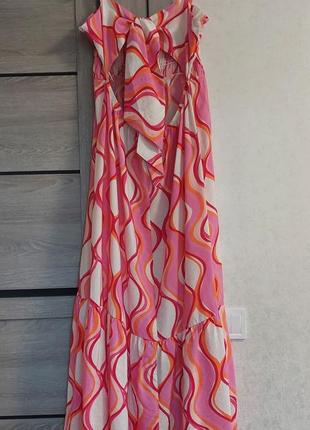Розовое платье макси с принтом tesco f&f clothing fw bridge issie на бретелях(14-16 размер)3 фото