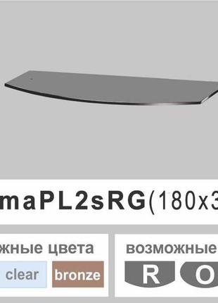 Полочка стеклянная настенная радиусная commus pl2s rg (180х350х6мм)2 фото