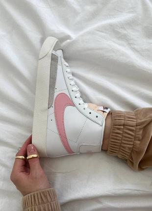 Высокое качество! женские кроссовки nike blazer white pink2 фото
