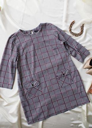 Базовое платье в офис на работу принт клетка plus size